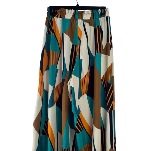 Shein Curve Women Slit Wide Leg Geometric Pants X-Large Brown Causal Work Flowy - Picture 5 of 9